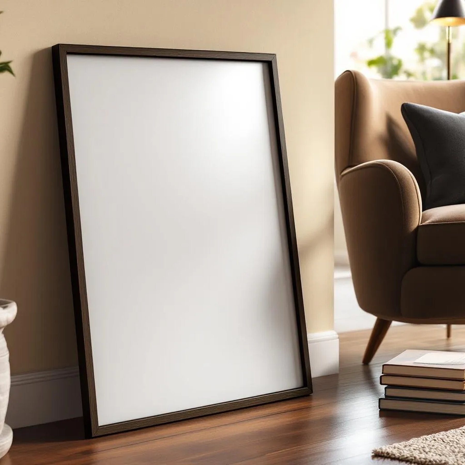 Reading Nook High-Res Frame Mockup — Plain Square Frame Square 1:1 — Perspective View — #04369 | MockupBulk