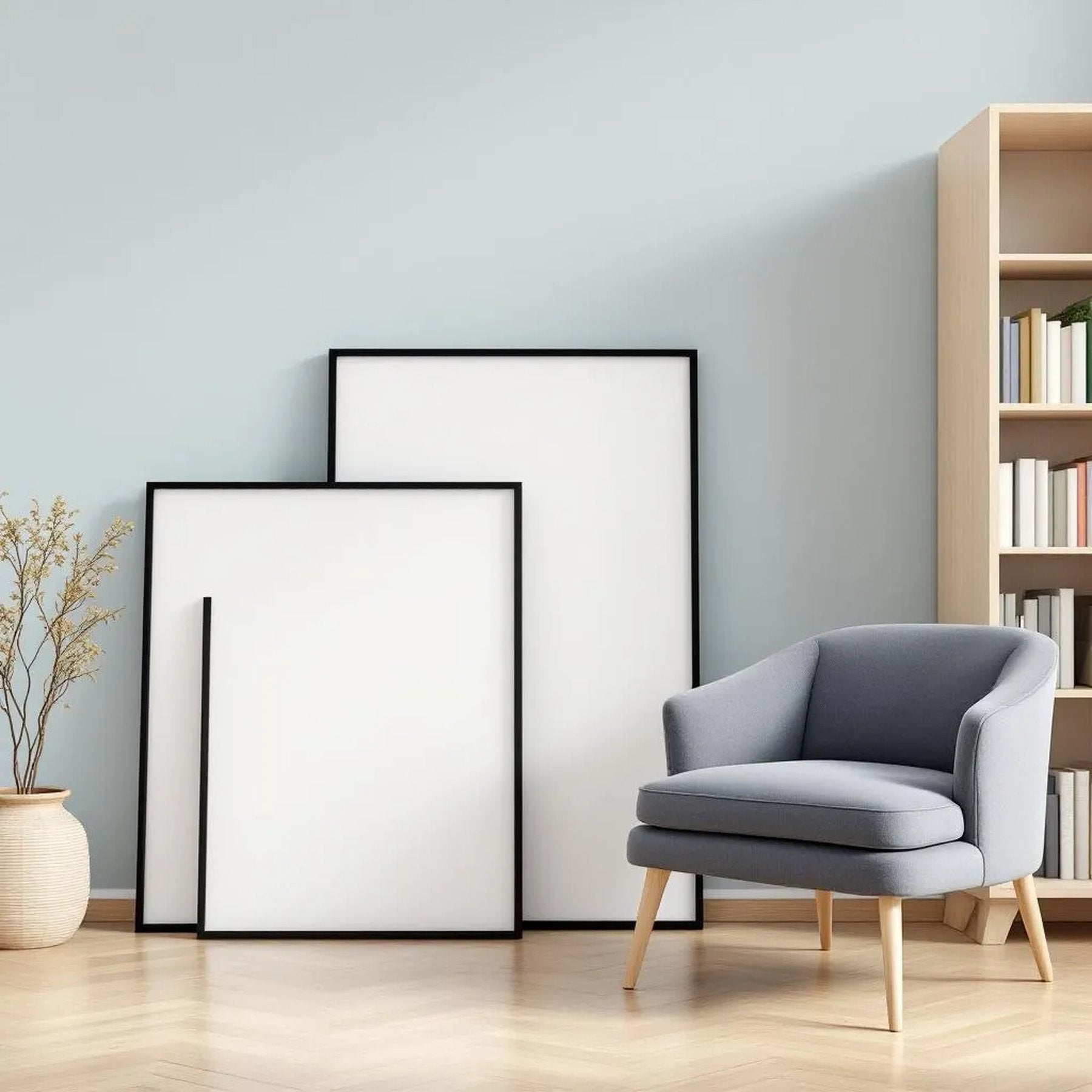 Reading Nook High-Res Frame Mockup — Plain Square Frame Square 1:1 — Perspective View — #04370 | MockupBulk