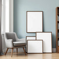 Reading Nook Lifestyle Frame Mockup — Plain Square Frame Square 1:1 — Perspective View — #04373 | MockupBulk