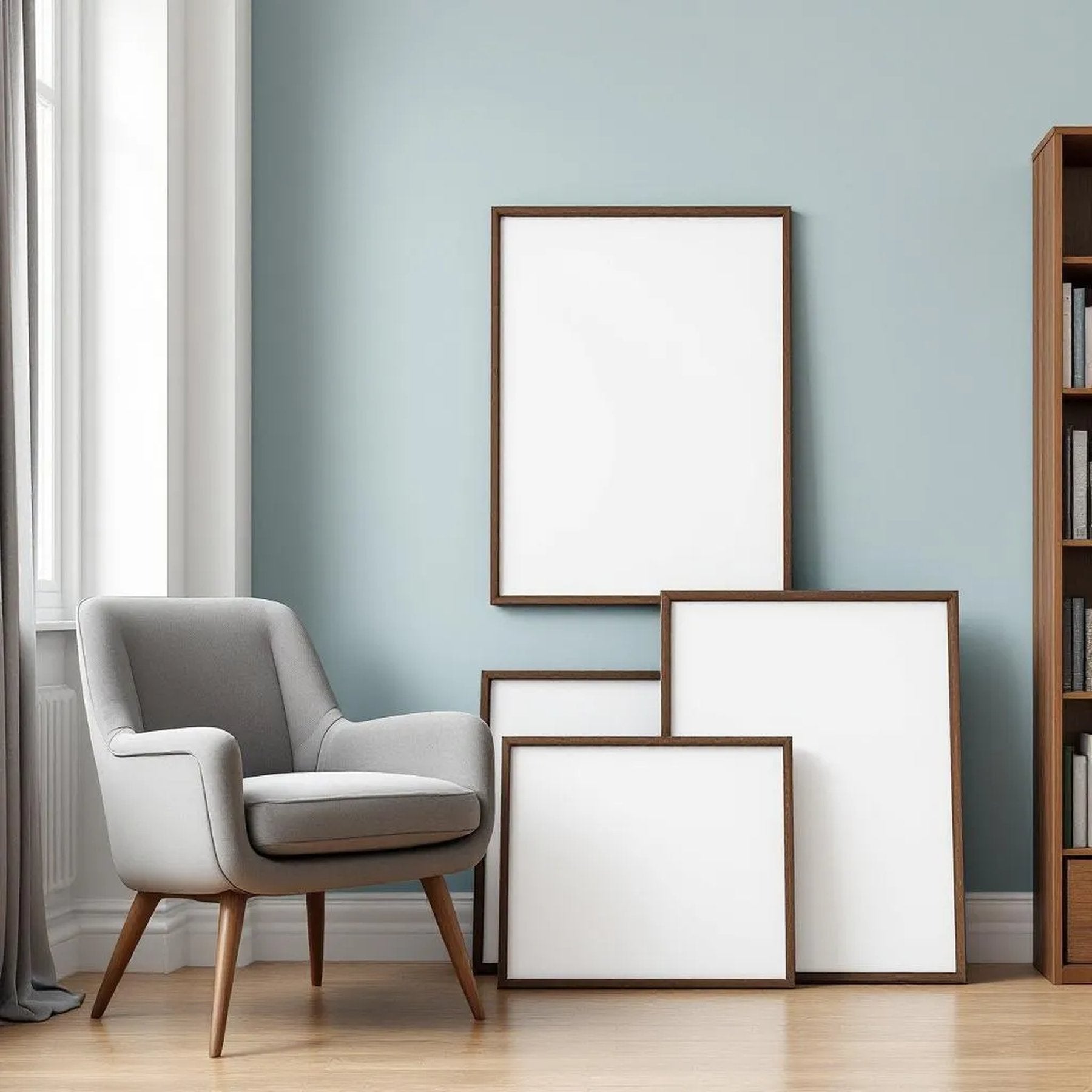 Reading Nook Lifestyle Frame Mockup — Plain Square Frame Square 1:1 — Perspective View — #04373 | MockupBulk