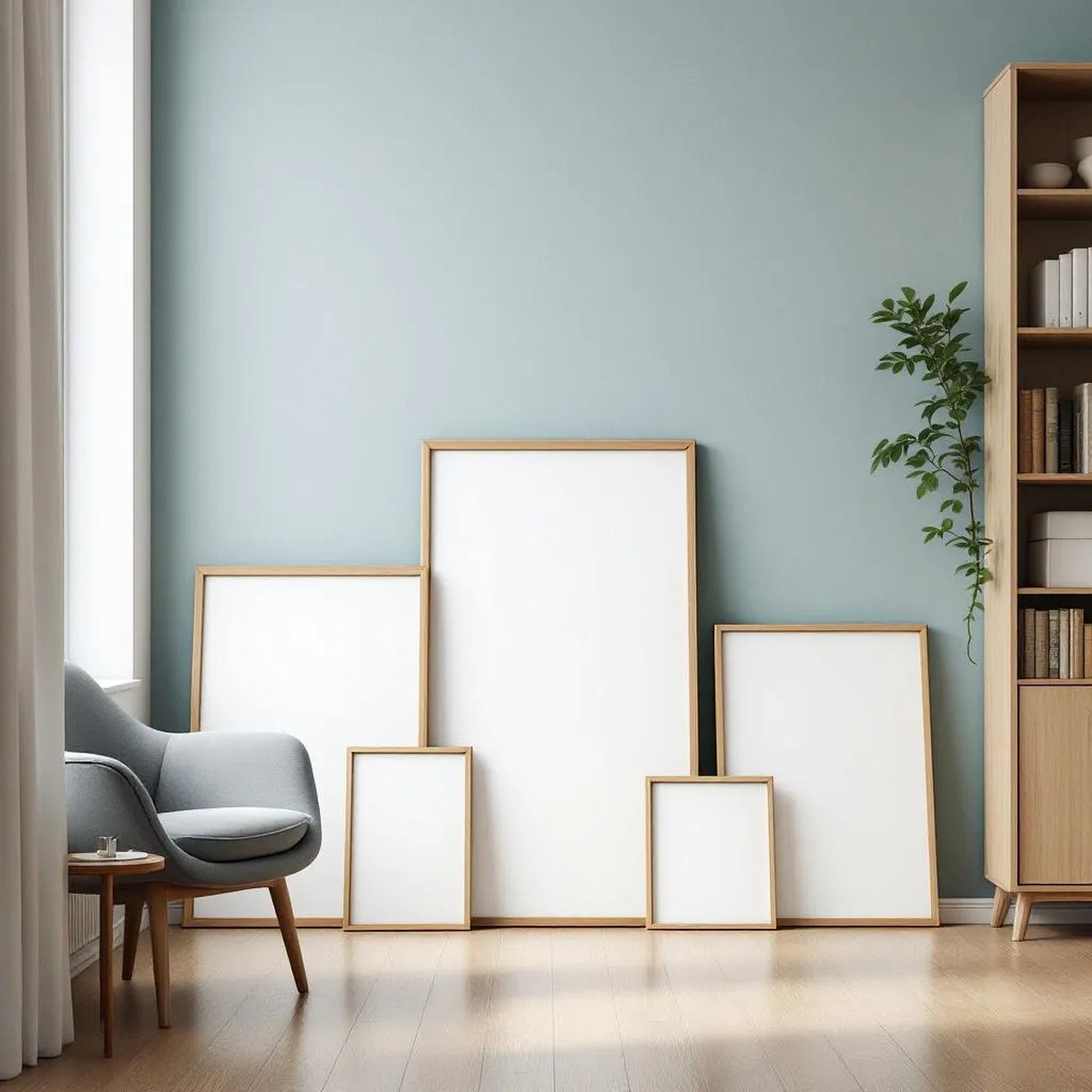 Reading Nook Wall Art Mockup — Plain Square Frame Square 1:1 — Perspective View — #04376 | MockupBulk