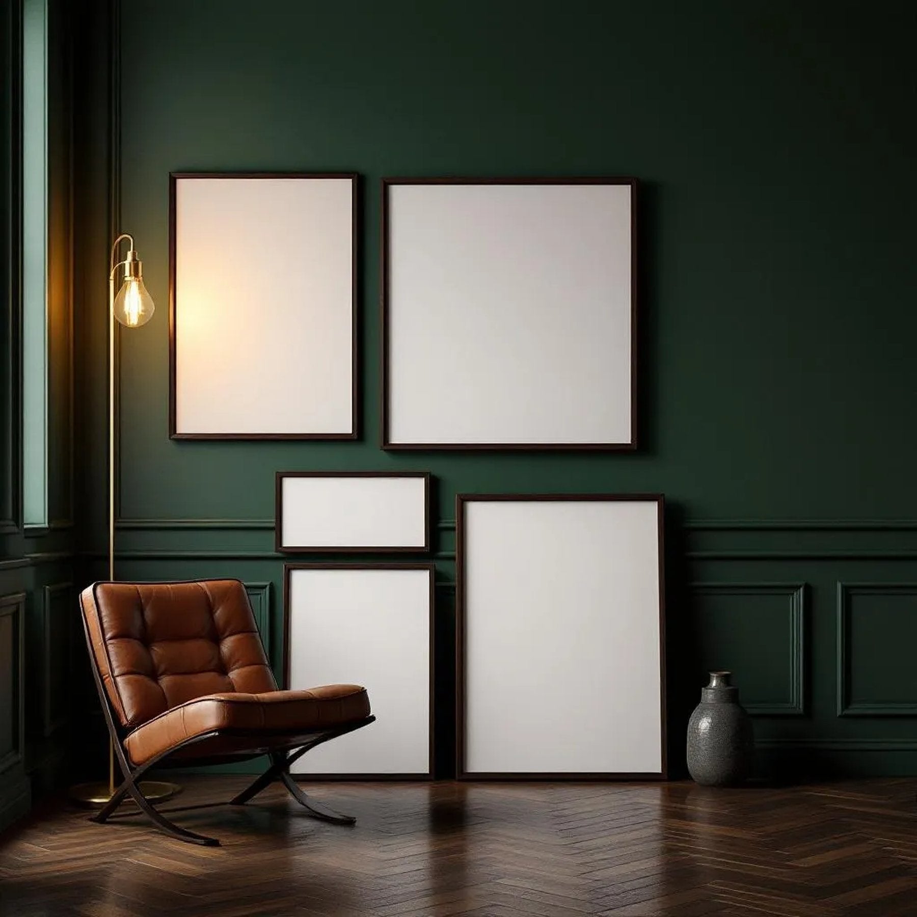 Reading Nook Interior Frame Mockup — Plain Square Frame Square 1:1 — Perspective View — #04377 | MockupBulk