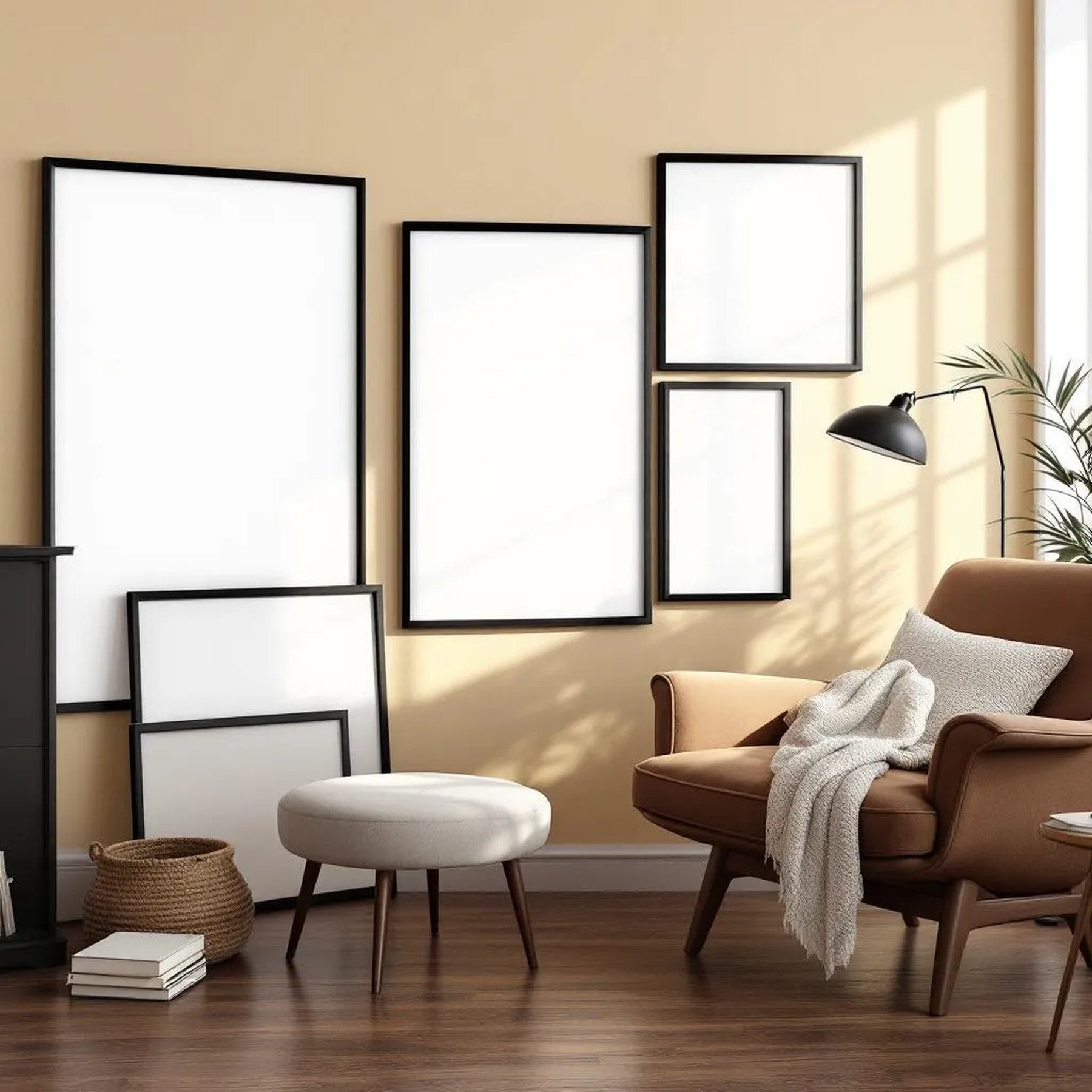 Reading Nook Lifestyle Frame Mockup — Plain Square Frame Square 1:1 — Perspective View — #04378 | MockupBulk
