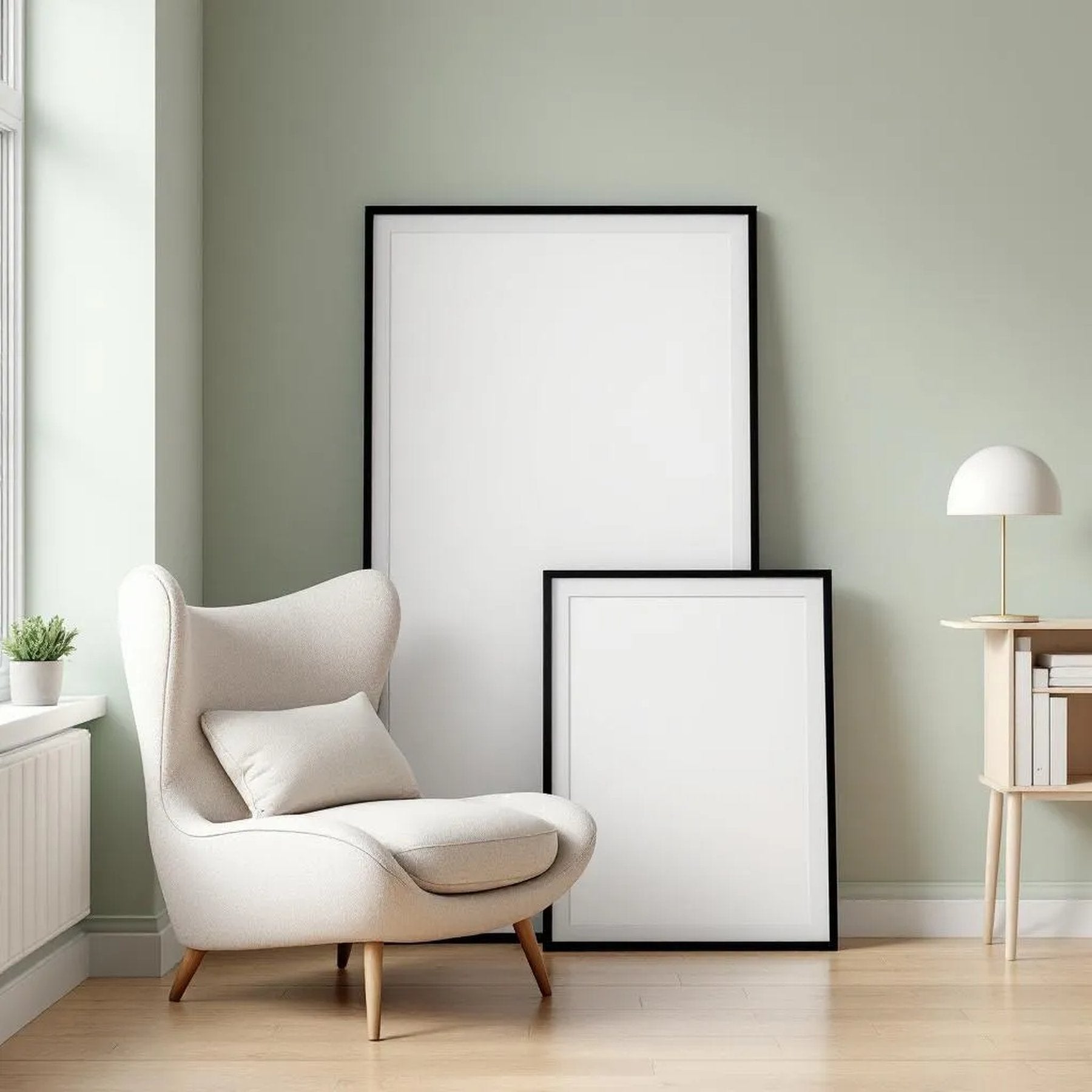 Scandinavian Frame Display Mockup — Plain Square Frame Square 1:1 — Perspective View — #04250 | MockupBulk