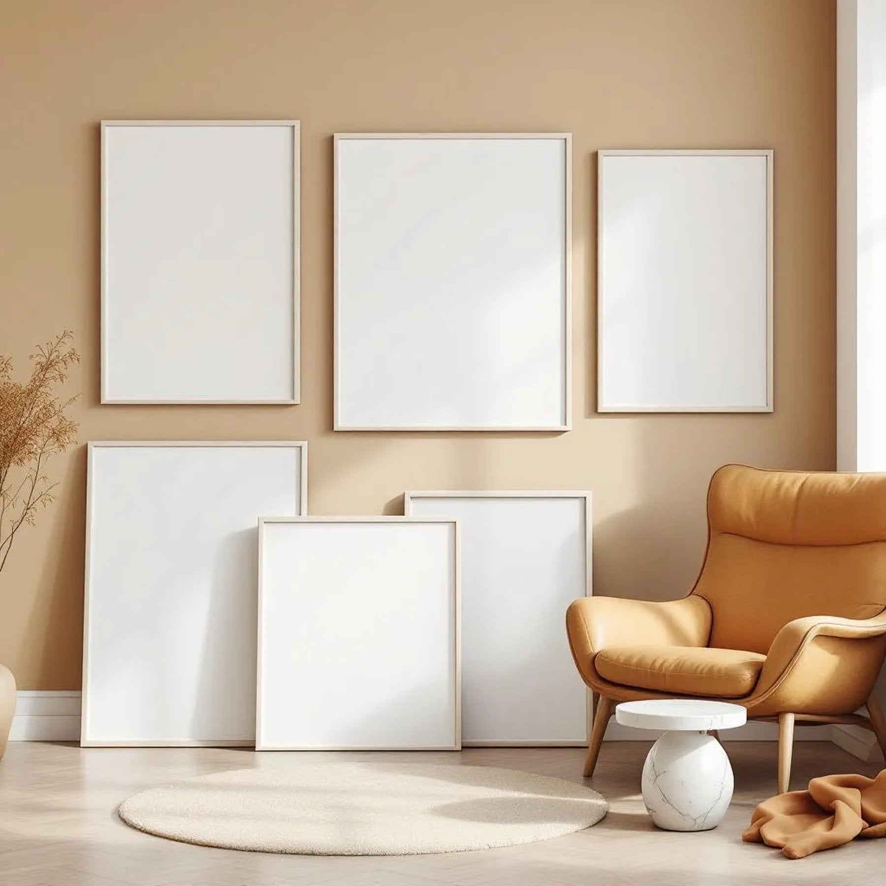 Scandinavian Styled Room Mockup — Plain Square Frame Square 1:1 — Perspective View — #04251 | MockupBulk