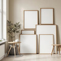 Scandinavian Wall Art Mockup — Plain Square Frame Square 1:1 — Perspective View — #04252 | MockupBulk