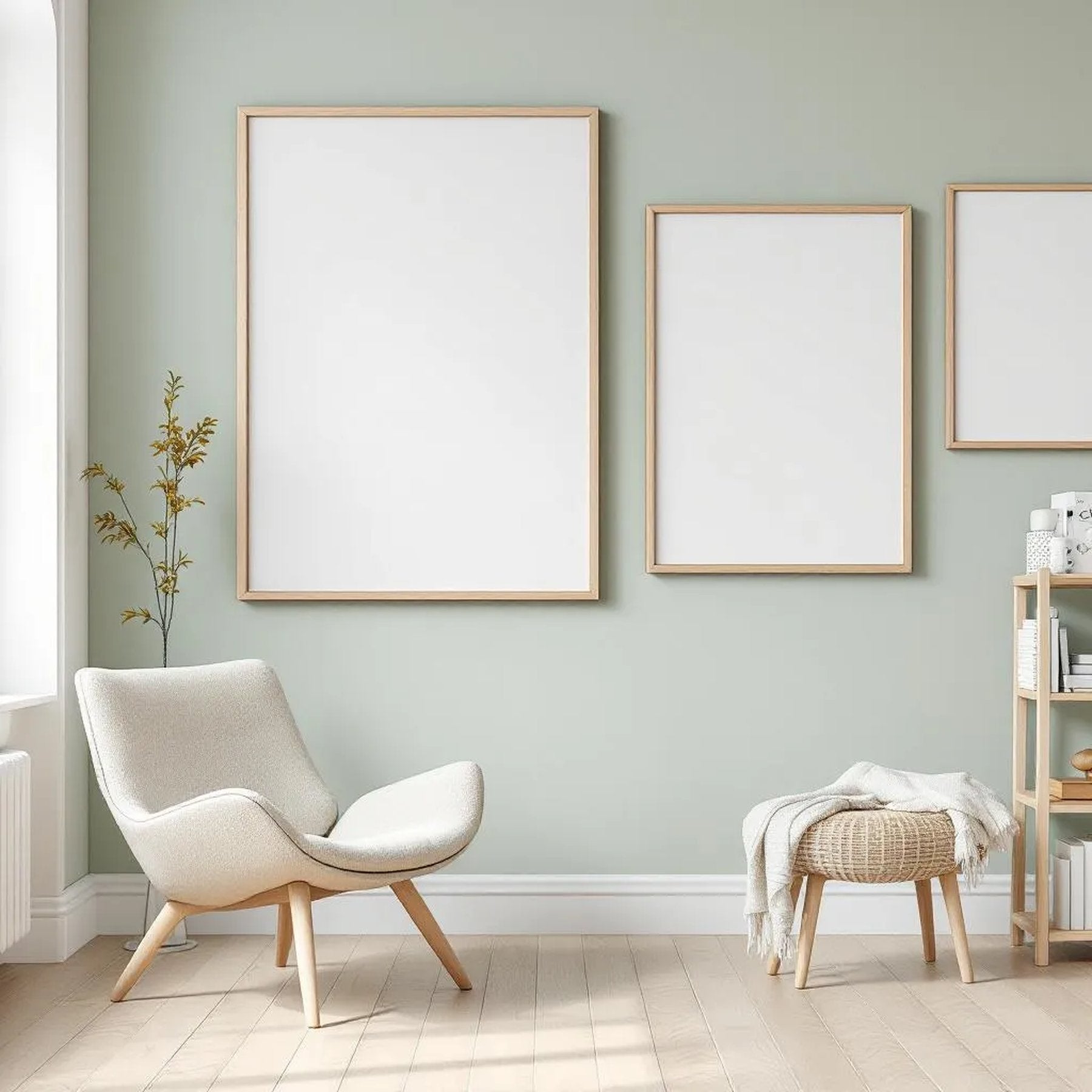 Scandinavian Interior Frame Mockup — Plain Square Frame Square 1:1 — Perspective View — #04256 | MockupBulk