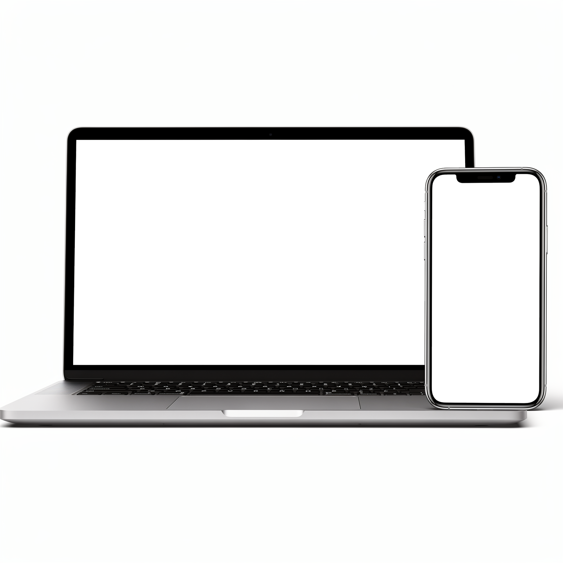 Multi-Device Mockup | Isolated Laptop Phone Side By Side | Transparent Screen PNG Download | Commercial Licence | bulkmockup