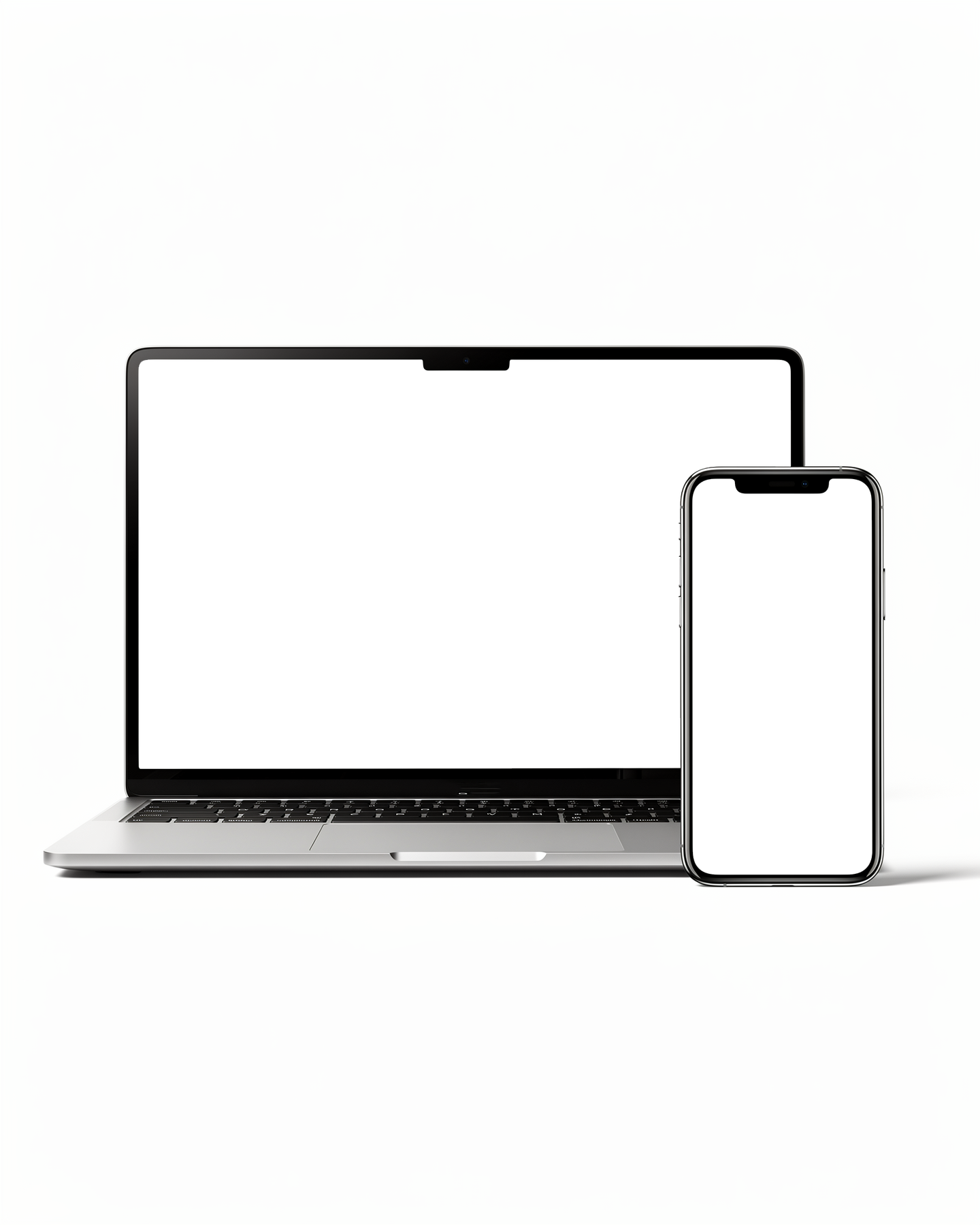 Multi-Device, Isolated Laptop Phone Side By Side | PNG Mockup Template | bulkmockup | For App & Web Designers | MockupBulk