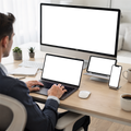 Multi-Device Mockup | No P All Devices Desk Full | Device Mockup PNG | bulkmockup | Commercial Licence Included | MockupBulk