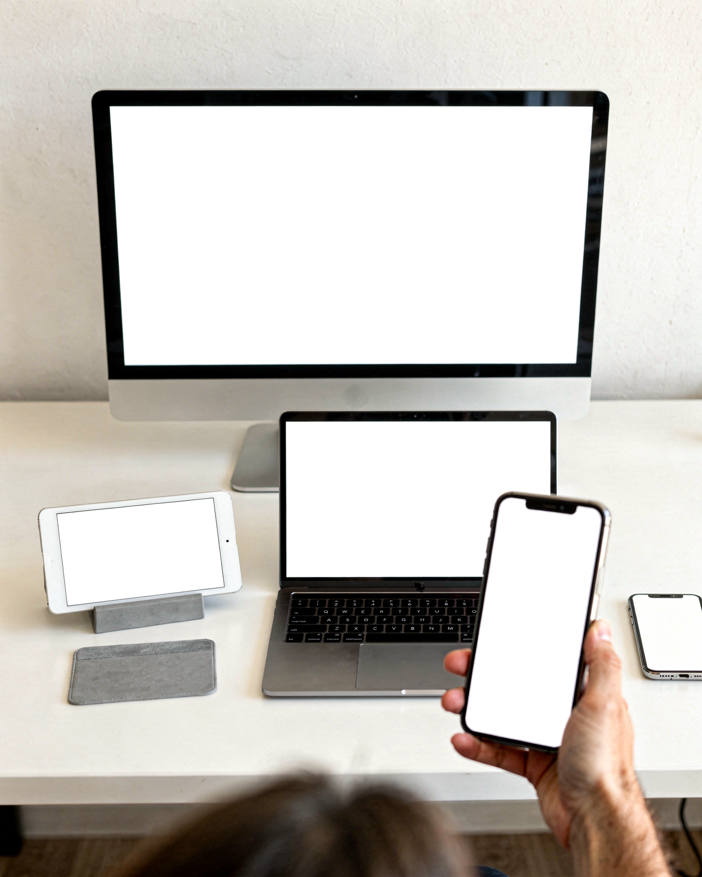 Multi-Device Mockup | No P All Devices Desk Full | bulkmockup Transparent Mockup | PNG Download | Commercial Use | MockupBulk