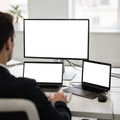 Multi-Device, No P Laptop Desktop Office Setup | bulkmockup PNG Template | Transparent Display | Commercial Use | MockupBulk