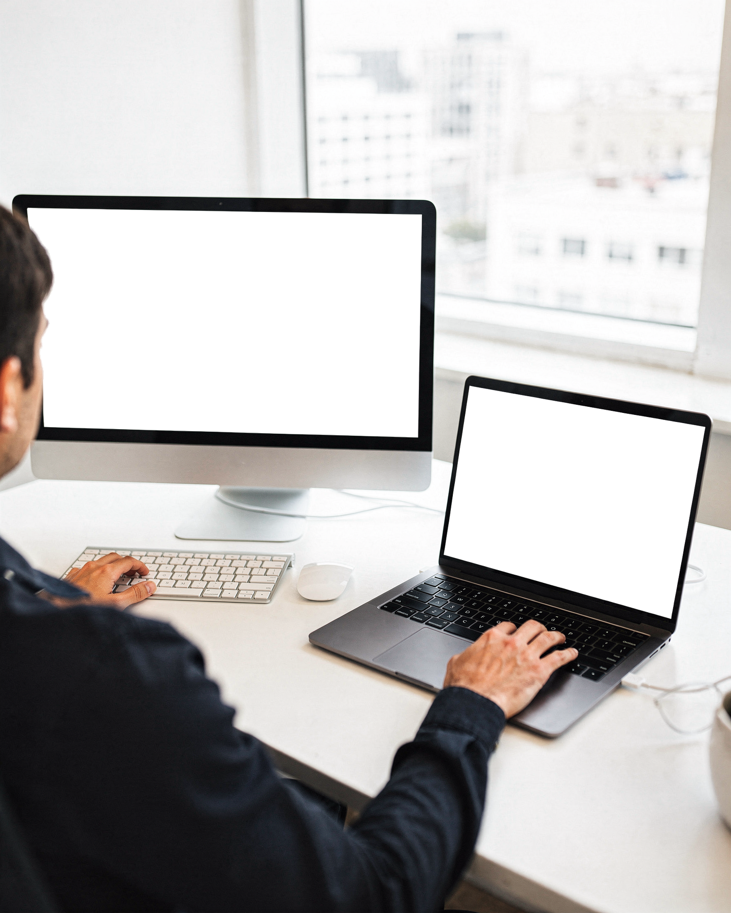 No P Laptop Desktop Office Setup Multi-Device Mockup | Device Screen PNG | bulkmockup Template | For Portfolio & Showcase | MockupBulk