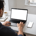 Multi-Device Mockup — No P Phone Laptop Desk Clean — Device Screen PNG | bulkmockup Template | For Portfolio & Showcase | MockupBulk