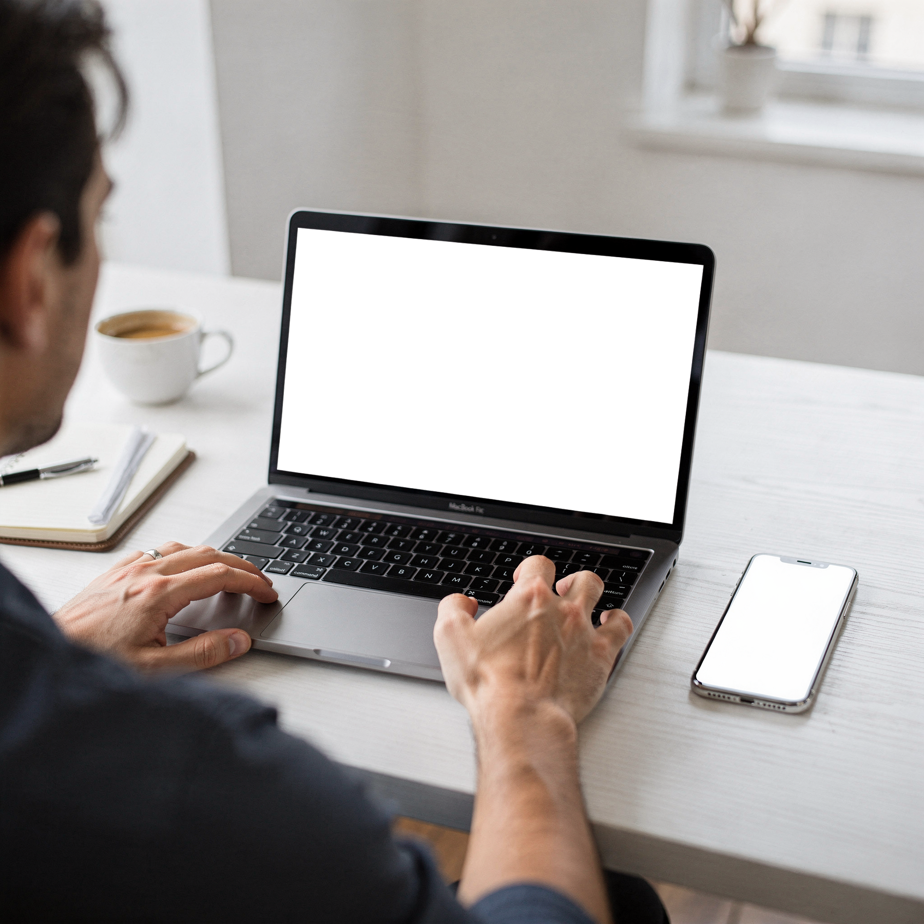 Multi-Device Mockup — No P Phone Laptop Desk Clean — Device Screen PNG | bulkmockup Template | For Portfolio & Showcase | MockupBulk