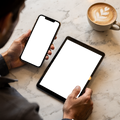 Multi-Device Mockup | No P Phone Tablet Marble | Instant PNG Download | Transparent Screen | Commercial Use | MockupBulk