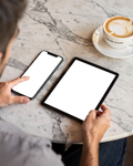 Multi-Device, No P Phone Tablet Marble | Device Mockup PNG | bulkmockup | Commercial Licence Included | MockupBulk