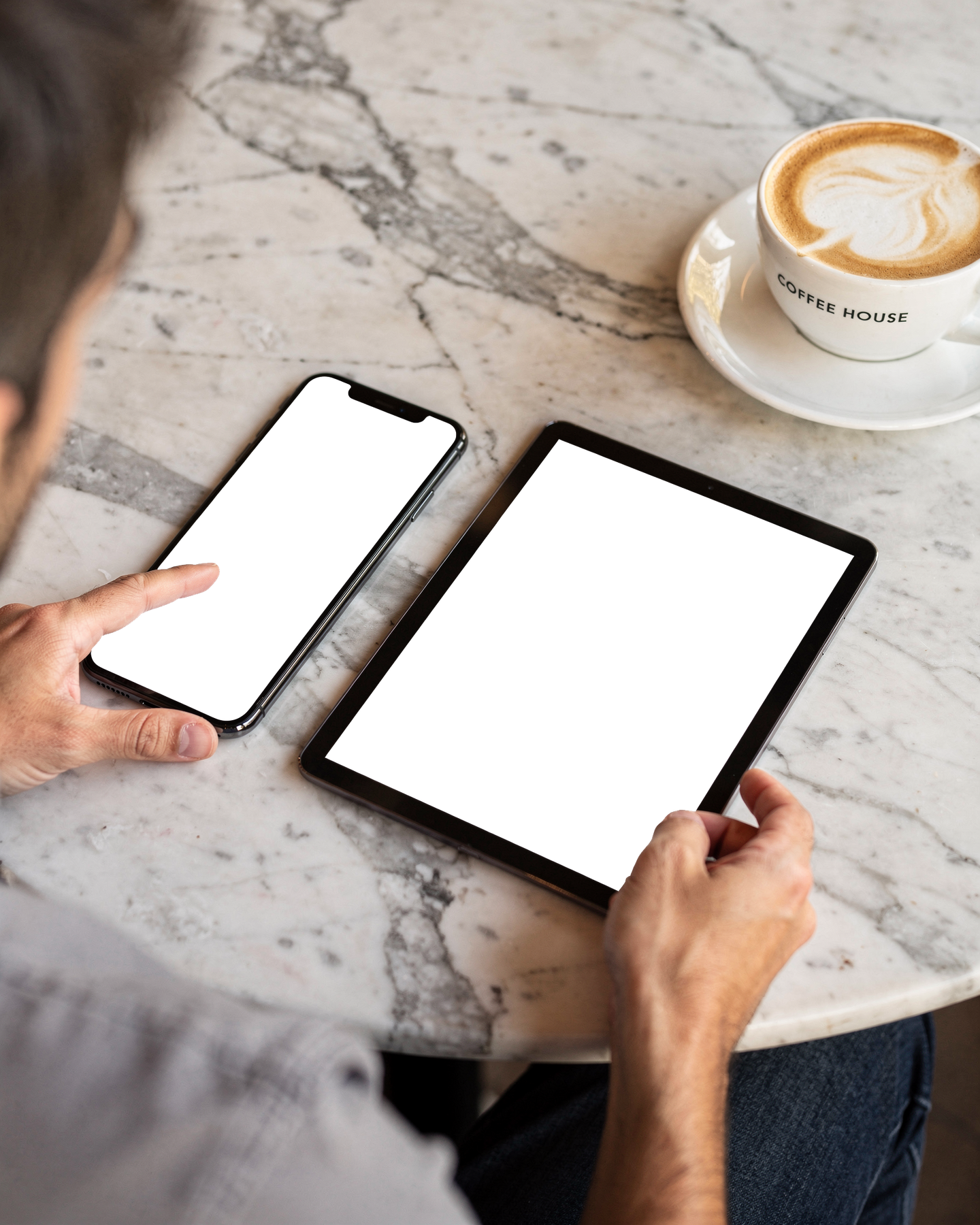 Multi-Device, No P Phone Tablet Marble | Device Mockup PNG | bulkmockup | Commercial Licence Included | MockupBulk