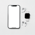 Multi-Device, No P Phone Watch Flatlay | PNG Mockup Template | bulkmockup | For App & Web Designers | MockupBulk