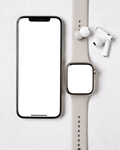 Multi-Device Mockup | No P Phone Watch Flatlay | High-Res PNG Mockup | bulkmockup | Commercial Licence | MockupBulk