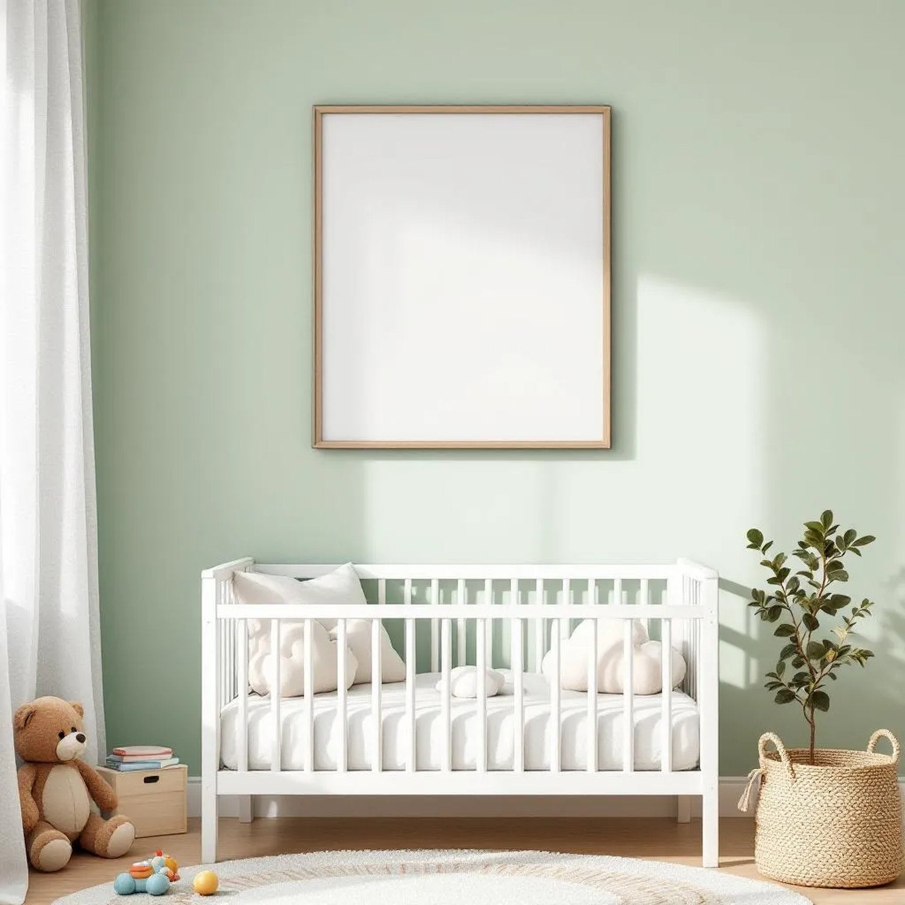 Nursery Professional Frame Mockup — Plain Square Frame Portrait 2:3 — Perspective View — #05022 | MockupBulk