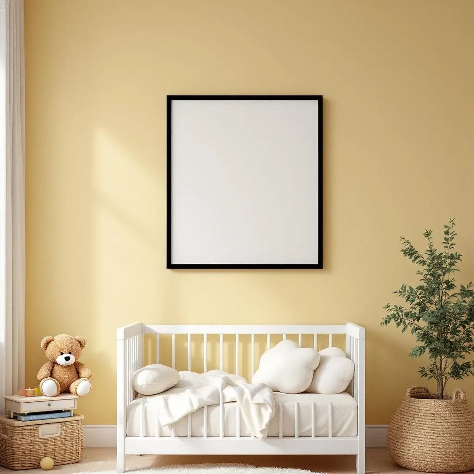 Nursery Professional Frame Mockup — Plain Square Frame Portrait 2:3 — Perspective View — #05024 | MockupBulk