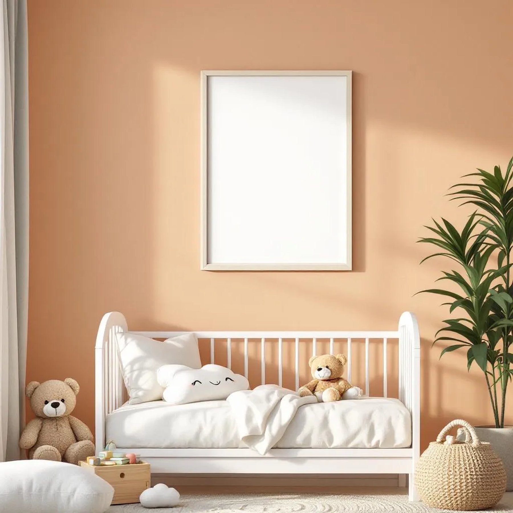 Nursery Frame Display Mockup — Plain Square Frame Portrait 2:3 — Perspective View — #05026 | MockupBulk
