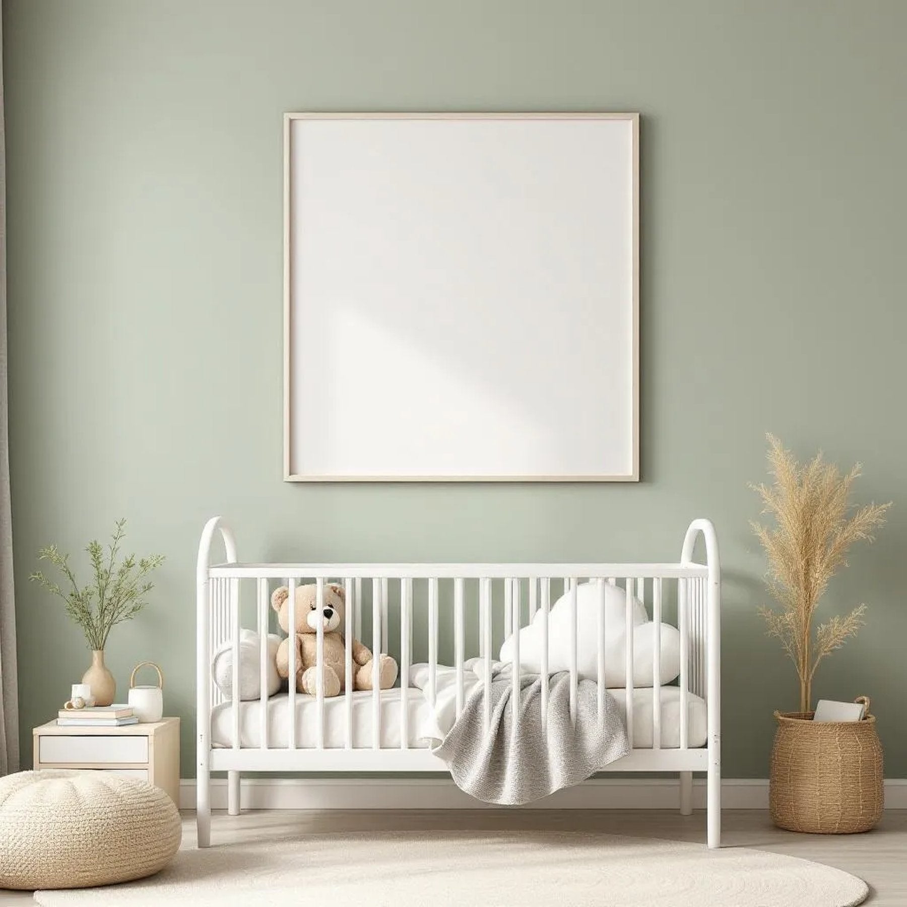 Nursery Professional Frame Mockup — Plain Square Frame Portrait 2:3 — Perspective View — #05027 | MockupBulk