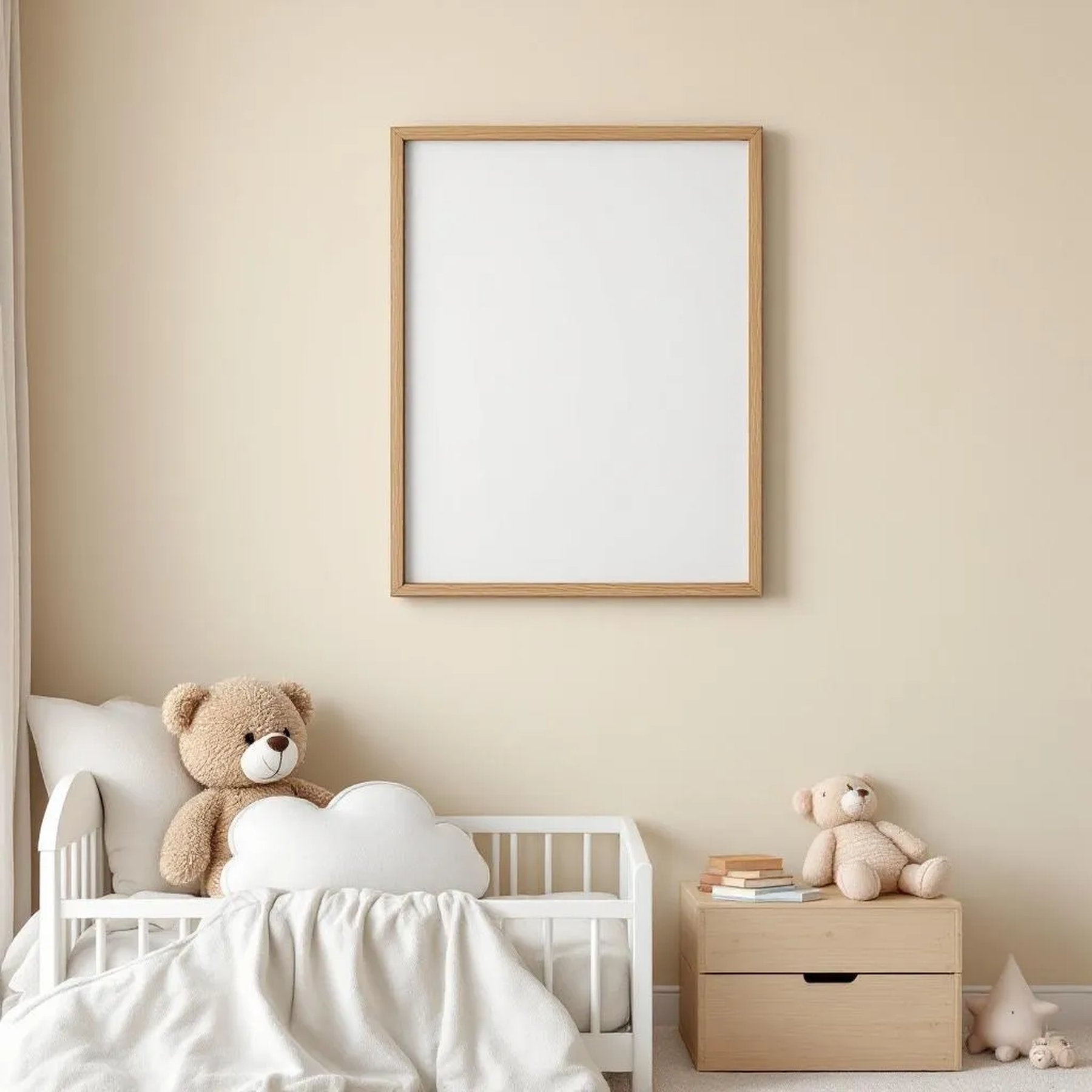 Nursery Lifestyle Frame Mockup — Plain Square Frame Portrait 2:3 — Perspective View — #05028 | MockupBulk