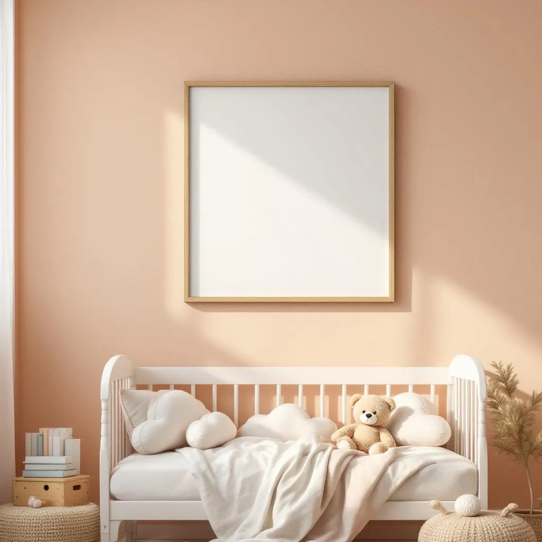 Nursery Professional Frame Mockup — Plain Square Frame Portrait 2:3 — Perspective View — #05030 | MockupBulk