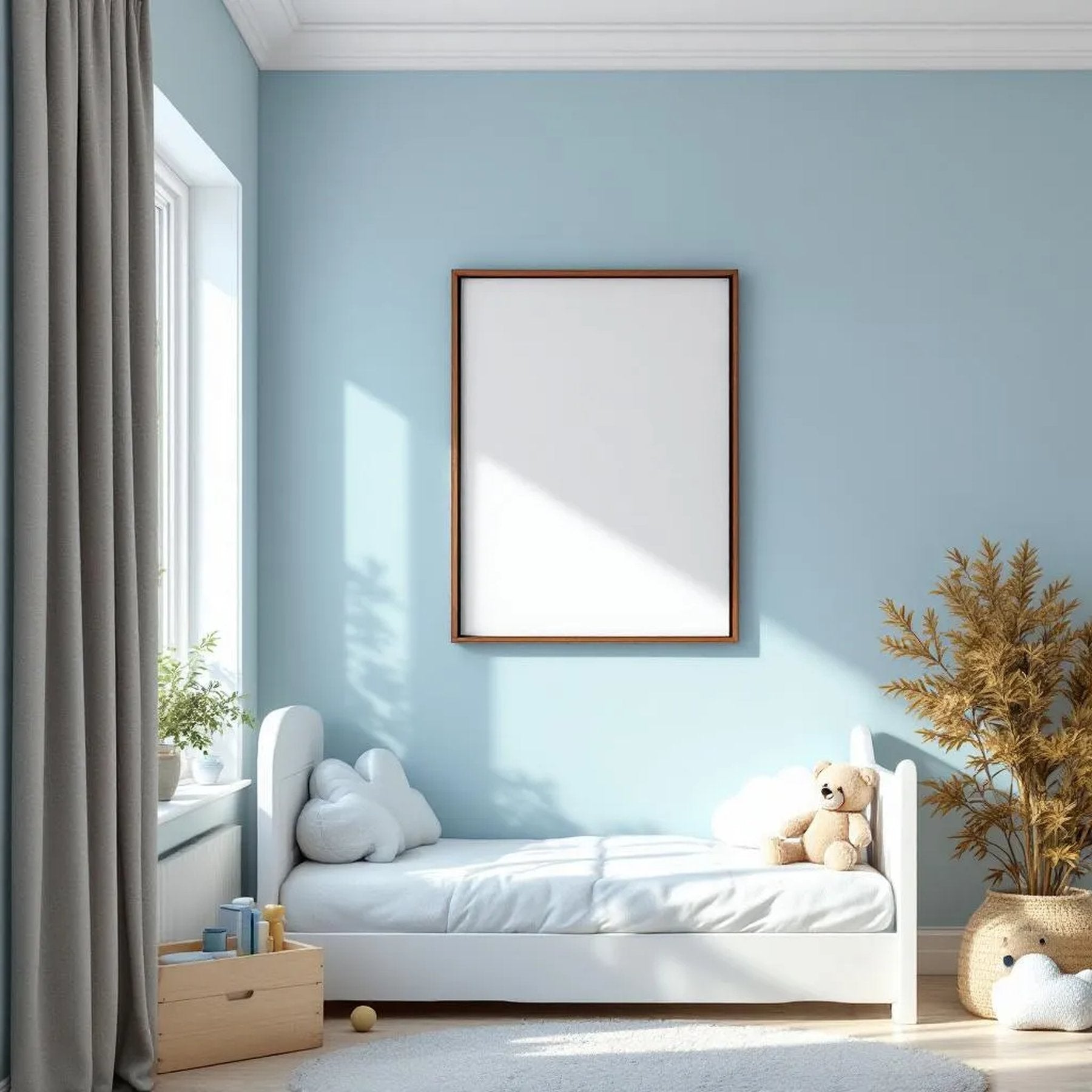 Nursery High-Res Frame Mockup — Plain Square Frame Portrait 4:5 — Perspective View — #05031 | MockupBulk