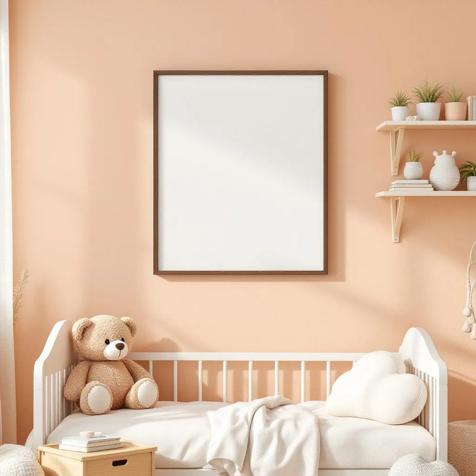 Nursery High-Res Frame Mockup — Plain Square Frame Portrait 2:3 — Perspective View — #05032 | MockupBulk