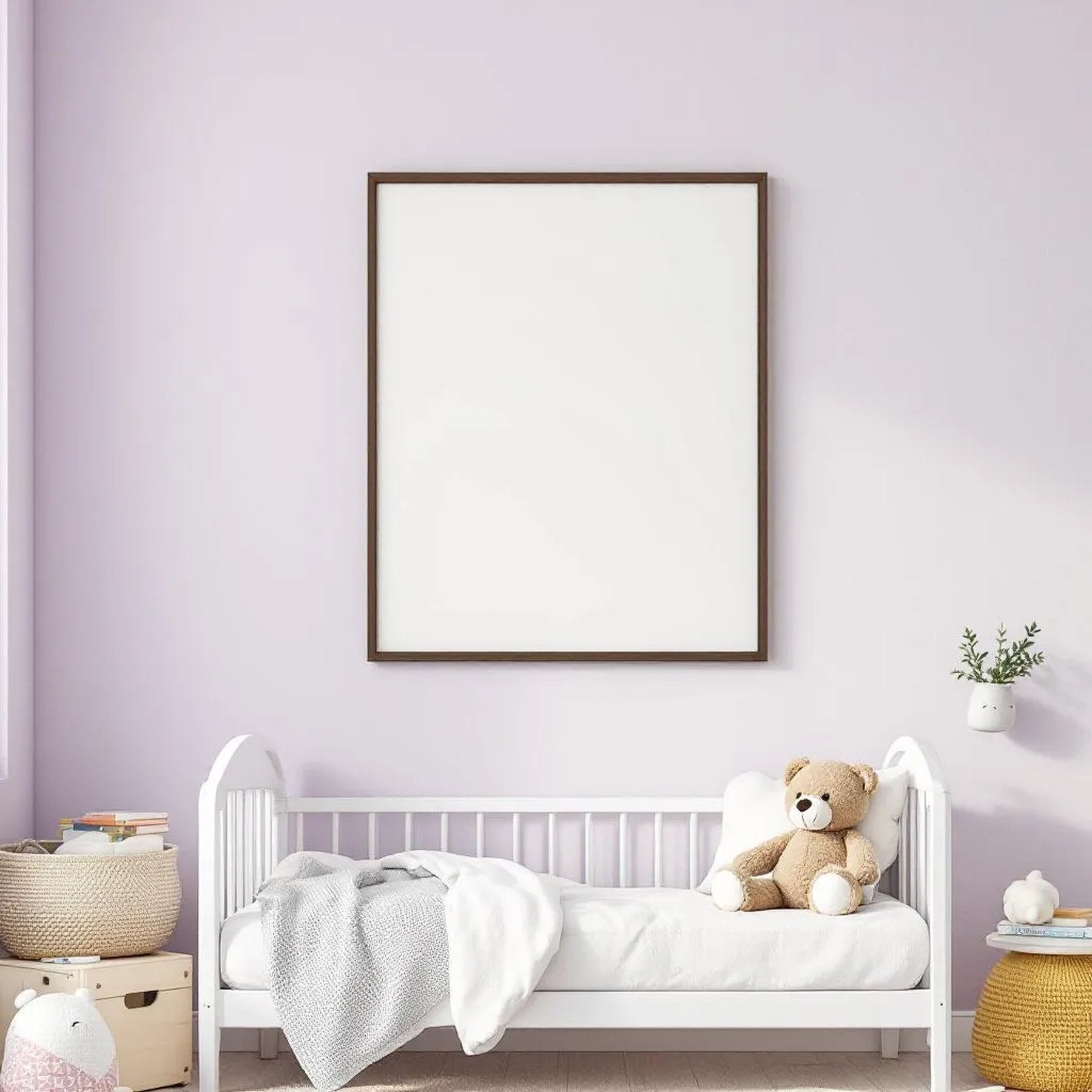 Nursery Frame Display Mockup — Plain Square Frame Square 1:1 — Perspective View — #05033 | MockupBulk