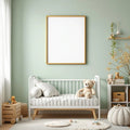 Nursery Styled Room Mockup — Plain Square Frame Portrait 2:3 — Perspective View — #05035 | MockupBulk