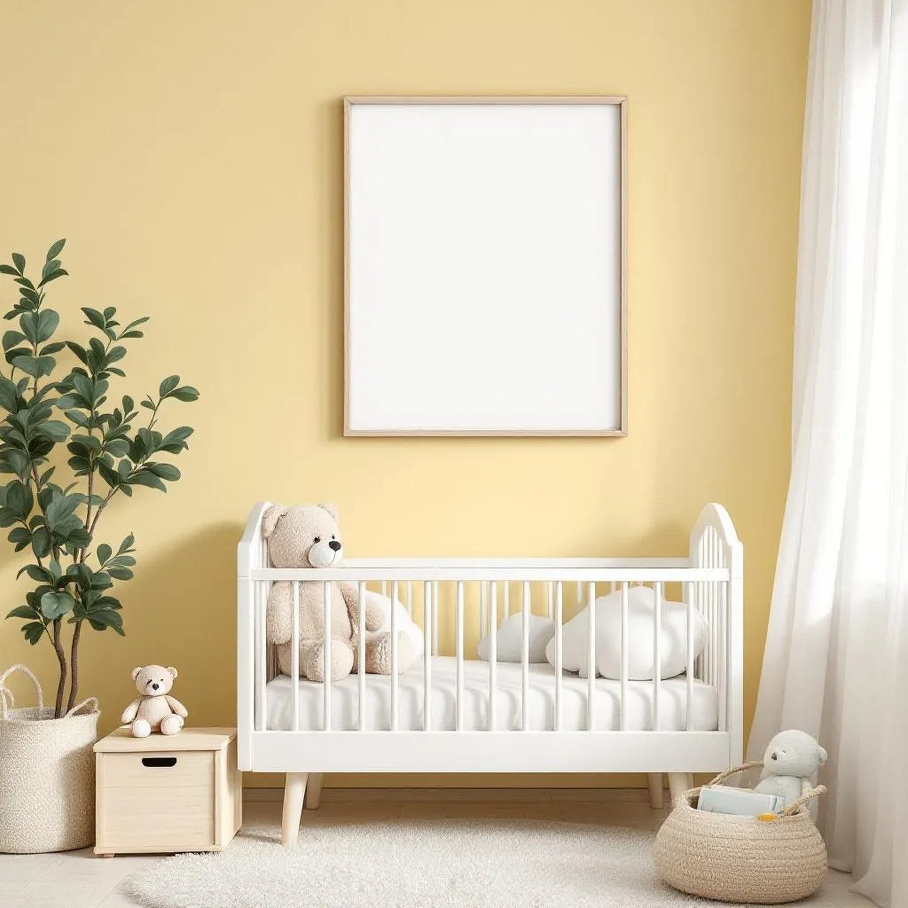 Nursery Interior Frame Mockup — Plain Square Frame Portrait 2:3 — Perspective View — #05037 | MockupBulk