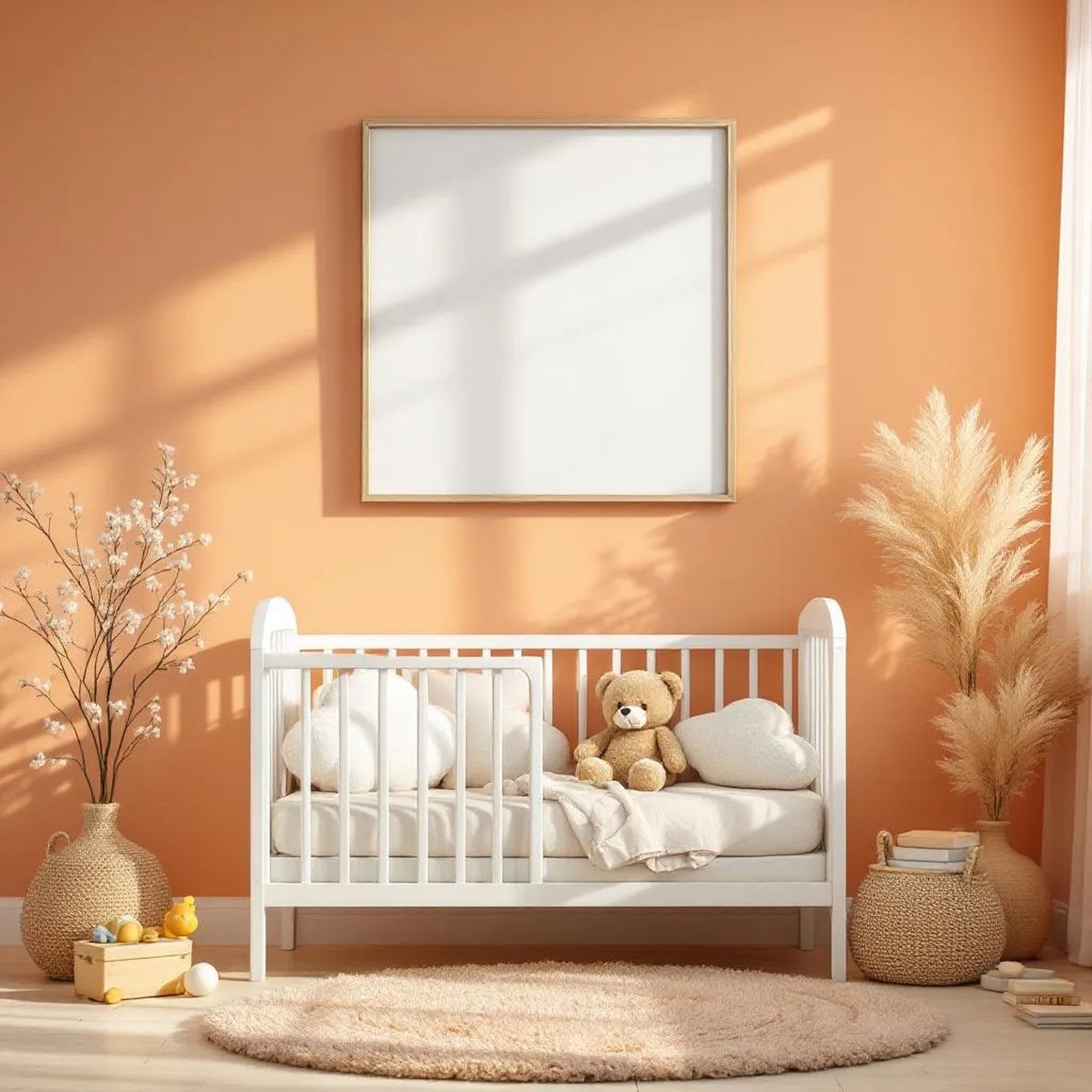 Nursery Lifestyle Frame Mockup — Plain Square Frame Portrait 2:3 — Perspective View — #05039 | MockupBulk