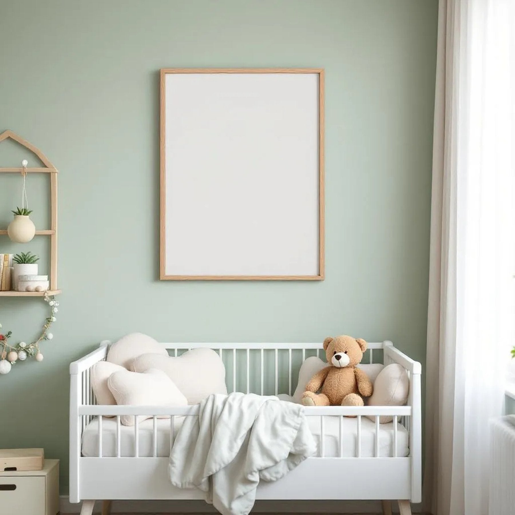 Nursery Frame Display Mockup — Plain Square Frame Portrait 2:3 — Perspective View — #05040 | MockupBulk