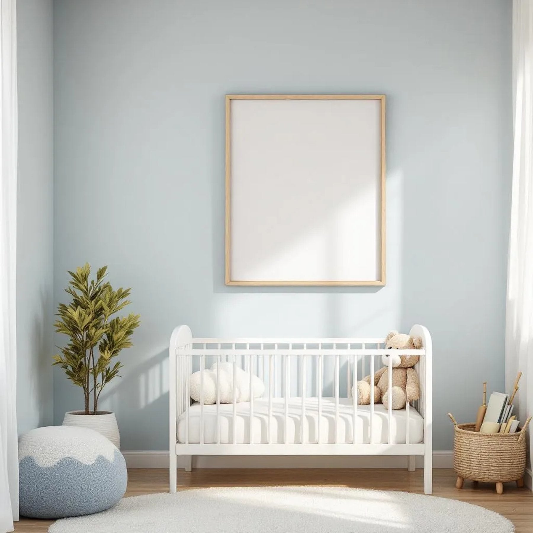 Nursery Frame Display Mockup — Plain Square Frame Portrait 2:3 — Perspective View — #05042 | MockupBulk