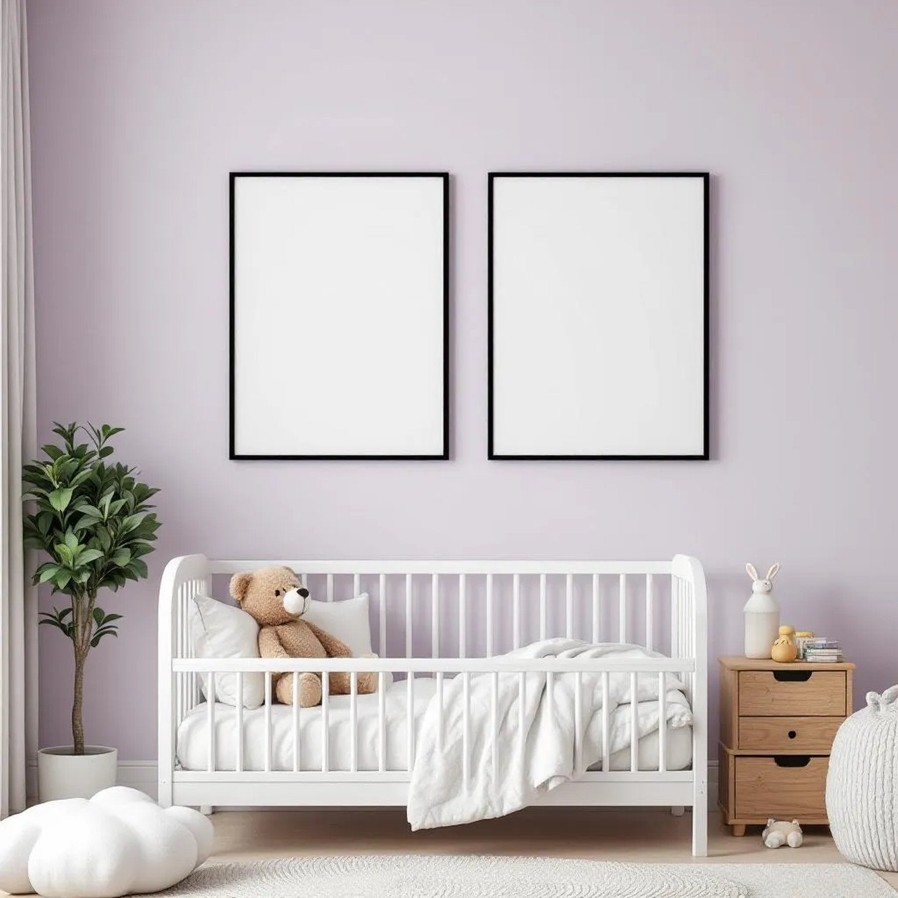 Nursery Editorial Room Mockup — Plain Square Frame Portrait 2:3 — Perspective View — #05046 | MockupBulk