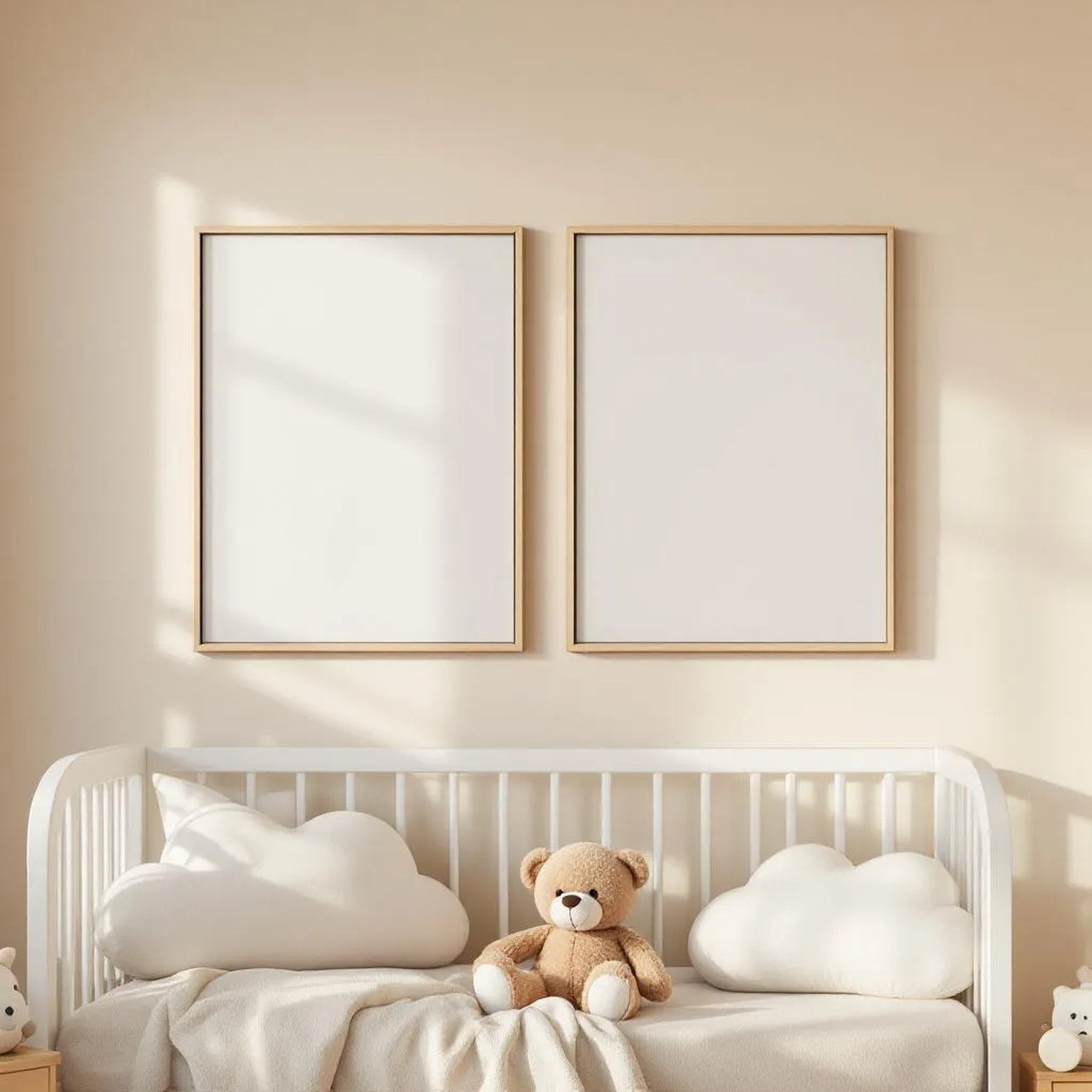 Nursery Styled Room Mockup — Plain Square Frame Portrait 2:3 — Perspective View — #05047 | MockupBulk