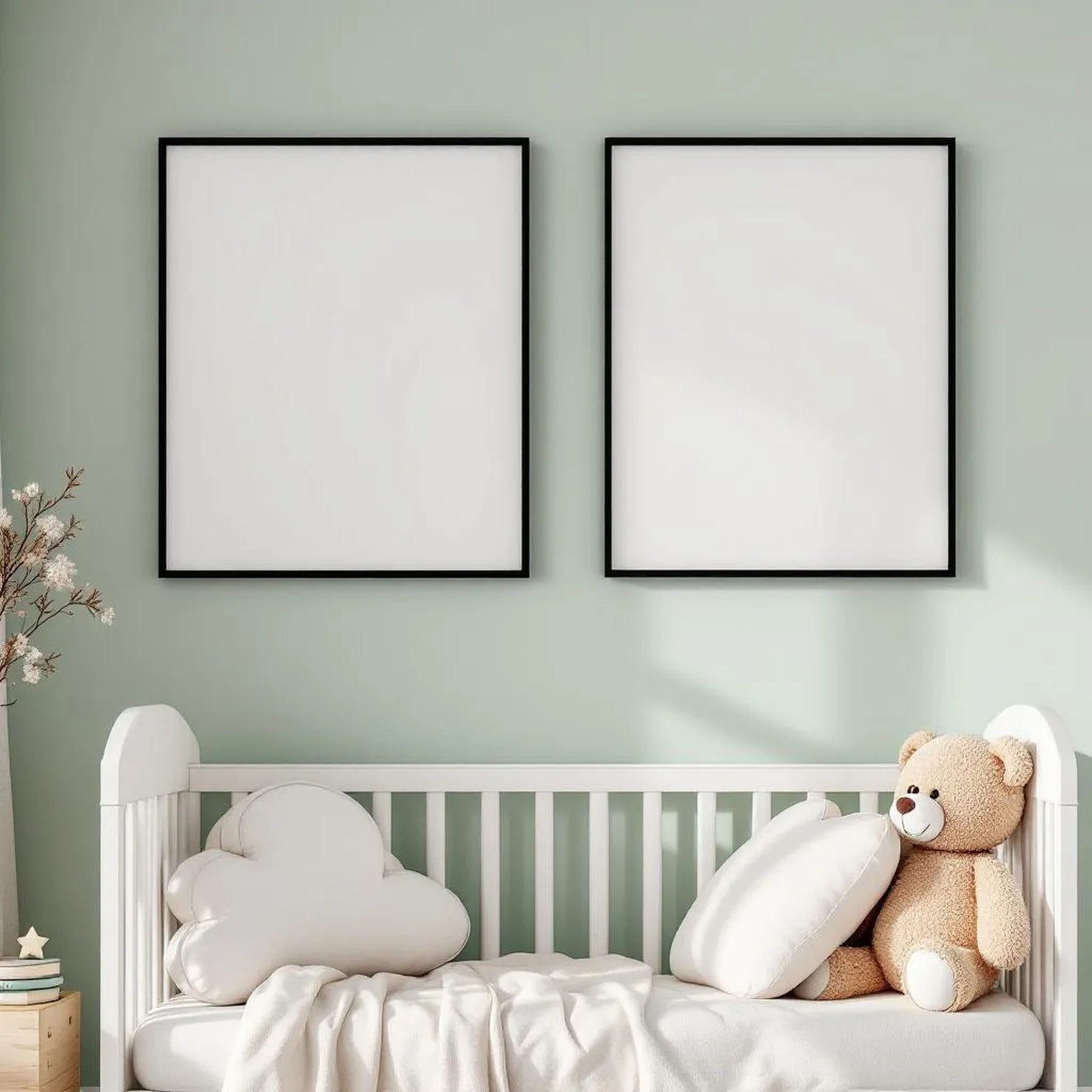 Nursery Premium Interior Mockup — Plain Square Frame Portrait 2:3 — Perspective View — #05048 | MockupBulk