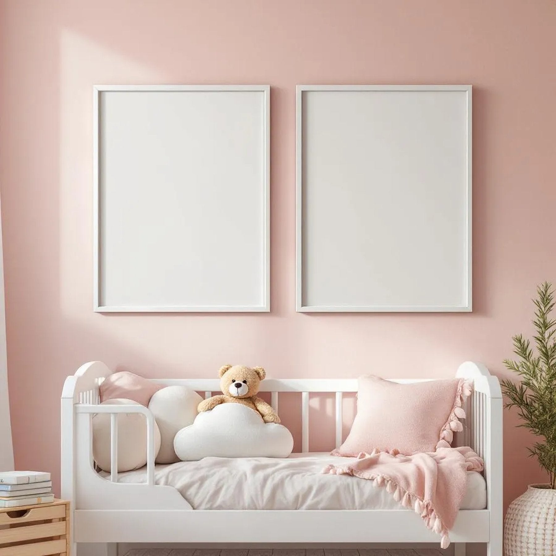 Nursery Lifestyle Frame Mockup — Plain Square Frame Portrait 2:3 — Perspective View — #05049 | MockupBulk