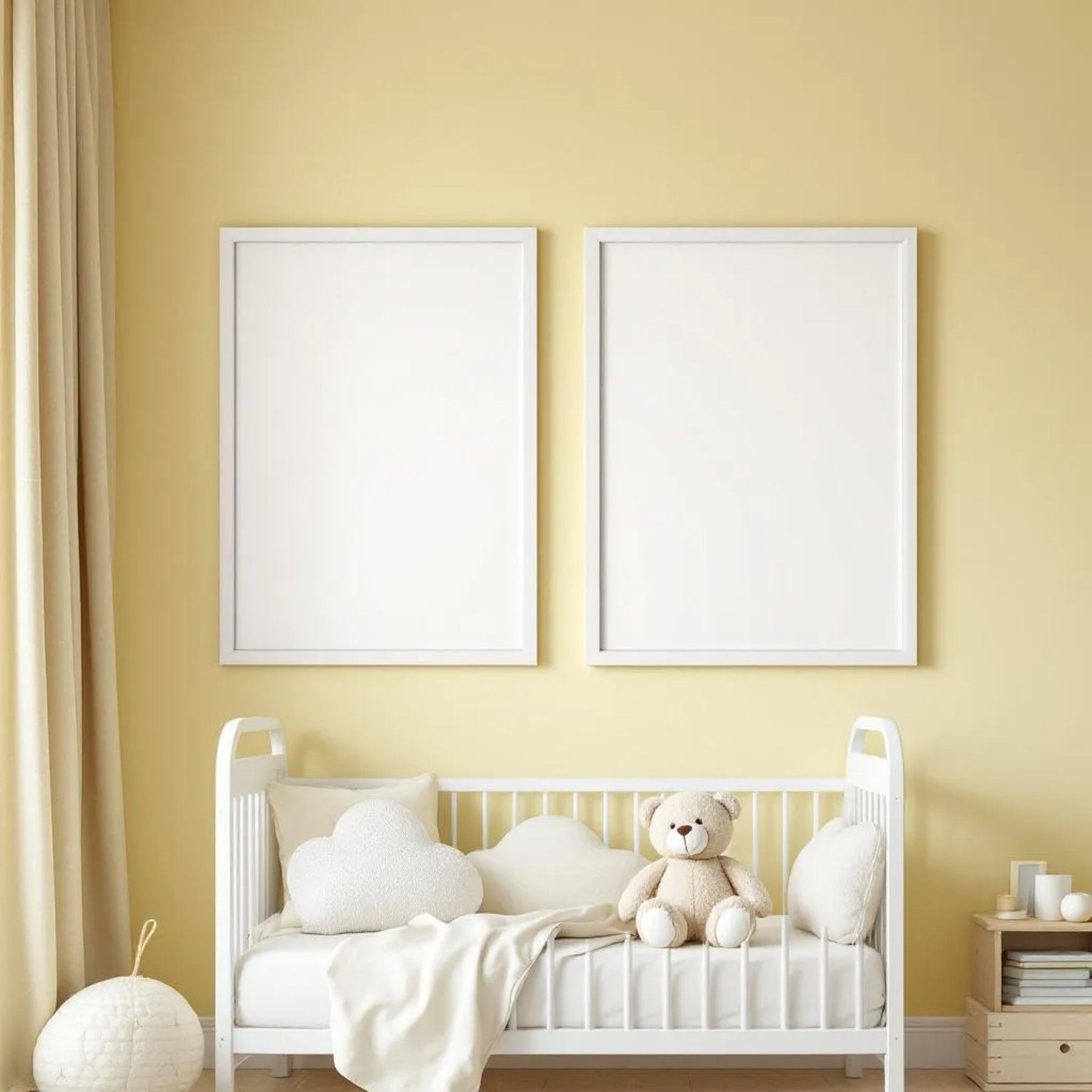 Nursery Professional Frame Mockup — Plain Square Frame Portrait 4:5 — Perspective View — #05050 | MockupBulk