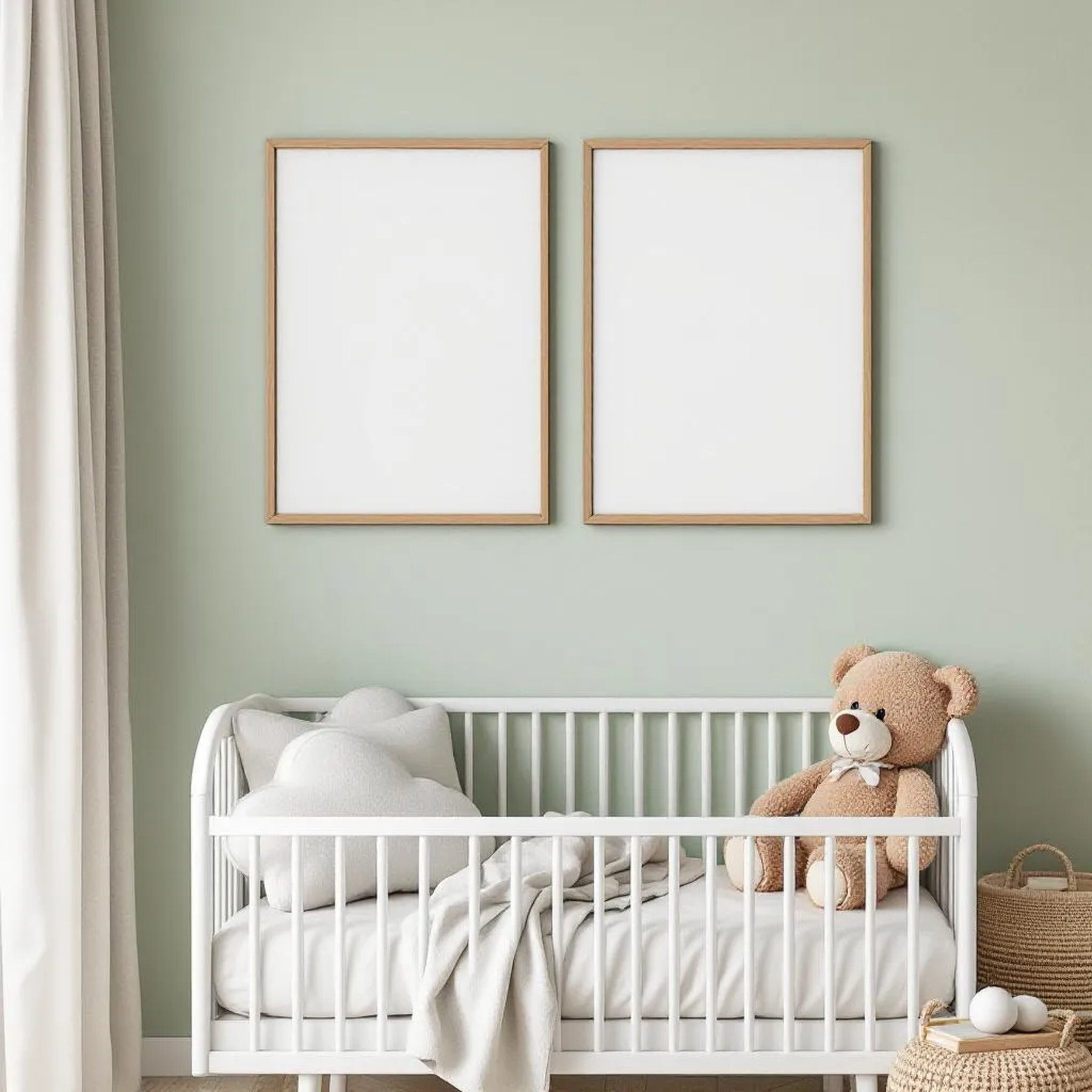 Nursery Lifestyle Frame Mockup — Plain Square Frame Portrait 2:3 — Perspective View — #05053 | MockupBulk