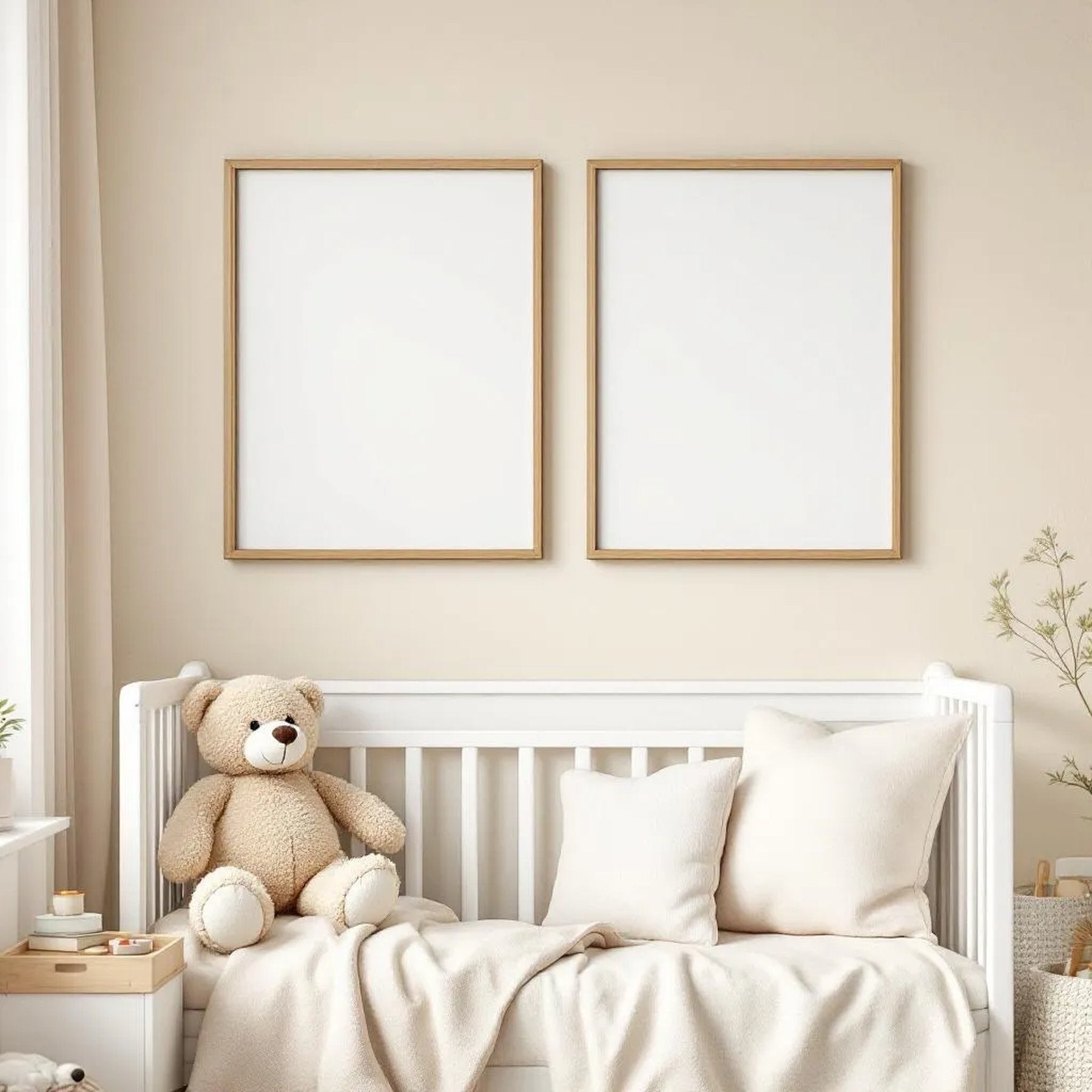Nursery Editorial Room Mockup — Plain Square Frame Portrait 4:5 — Perspective View — #05054 | MockupBulk