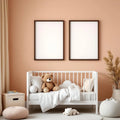 Nursery Room Scene Mockup — Plain Square Frame Portrait 2:3 — Perspective View — #05056 | MockupBulk