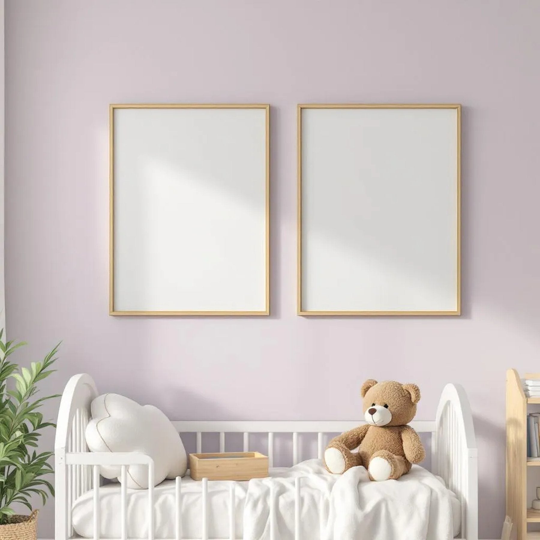 Nursery Styled Room Mockup — Plain Square Frame Portrait 2:3 — Perspective View — #05059 | MockupBulk