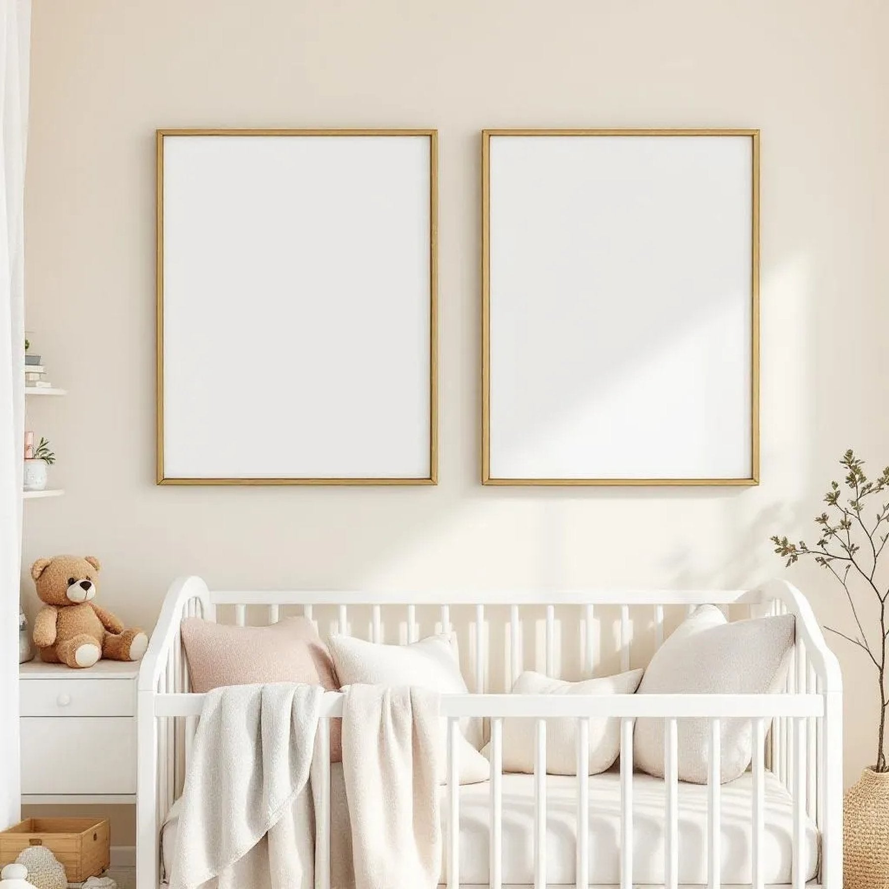 Nursery Editorial Room Mockup — Plain Square Frame Square 1:1 — Perspective View — #05060 | MockupBulk
