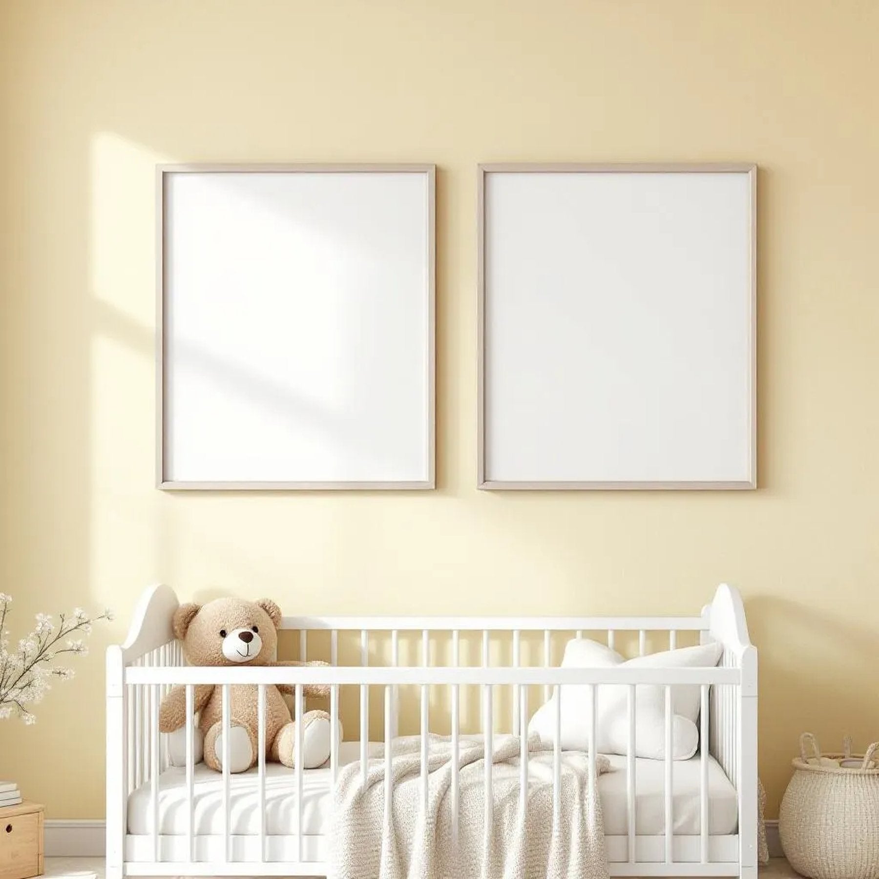 Nursery High-Res Frame Mockup — Plain Square Frame Square 1:1 — Perspective View — #05063 | MockupBulk