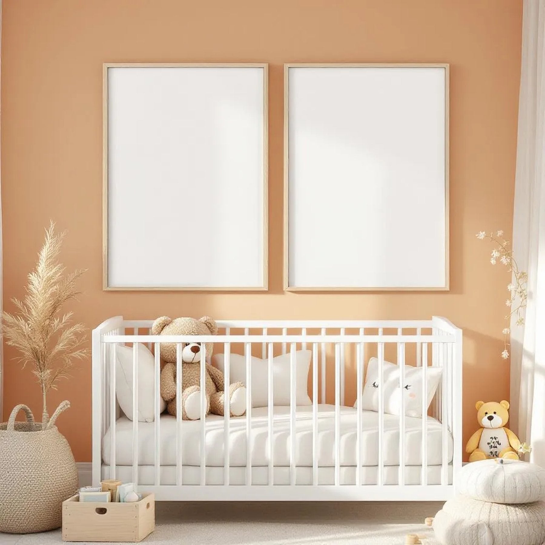 Nursery Styled Room Mockup — Plain Square Frame Portrait 2:3 — Perspective View — #05065 | MockupBulk